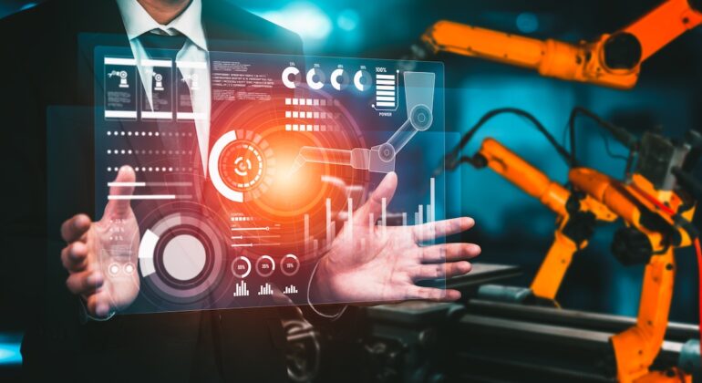 Advanced robot arm system for digital industry and factory robotic technology